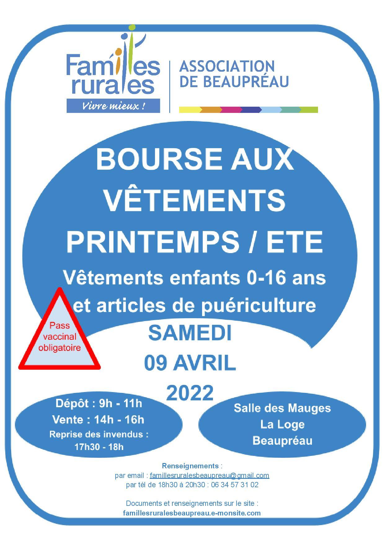 Affiche bourse aux vetements 09 avril 2022